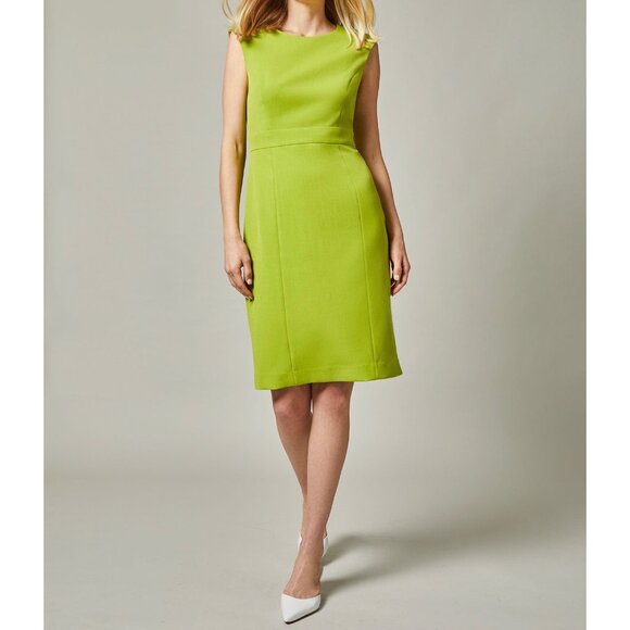 Kasper Womens Grace Stretch Crepe Sleeveless Sheath Dress Kiwi Green size 10 - Picture 1 of 15
